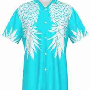 upside down pineapple hawaiian shirt, light blue, retro style pineapple vector, photograph