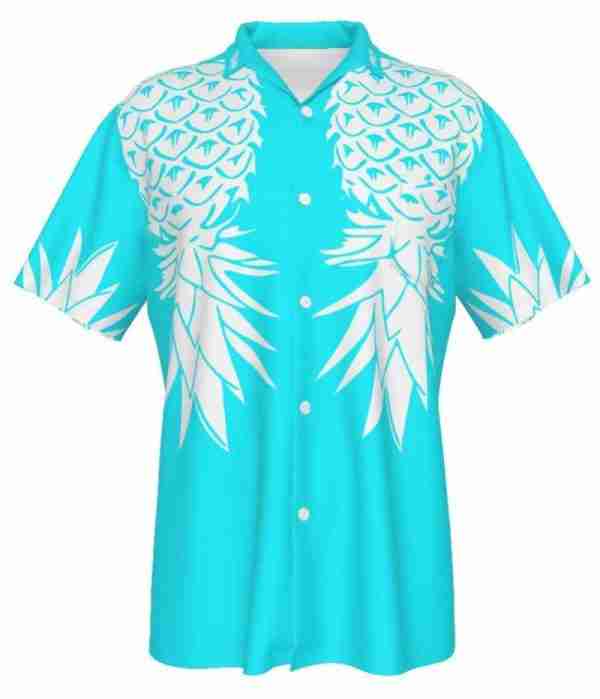 upside down pineapple hawaiian shirt, light blue, retro style pineapple vector, photograph