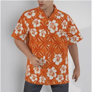 White on orange Hawaiian shirt